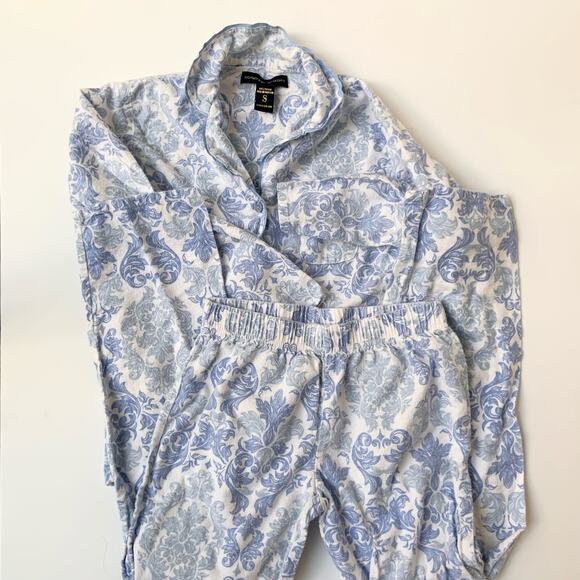 Adrienne Vittadini Cotton Blue White Pajama Set Women's Small - Picture 2 of 11